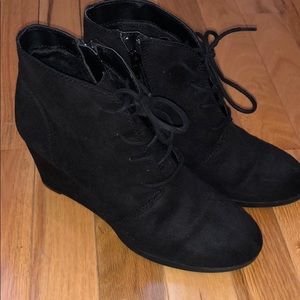 Black Wedge Booties